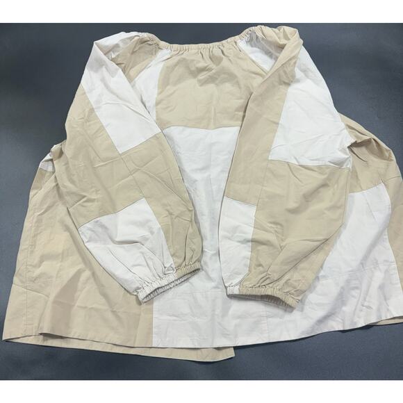 Madewell NWT Patchwork Tie Front Poplin Top in Summer Dune Size 2X MSRP $108 - Picture 3 of 7